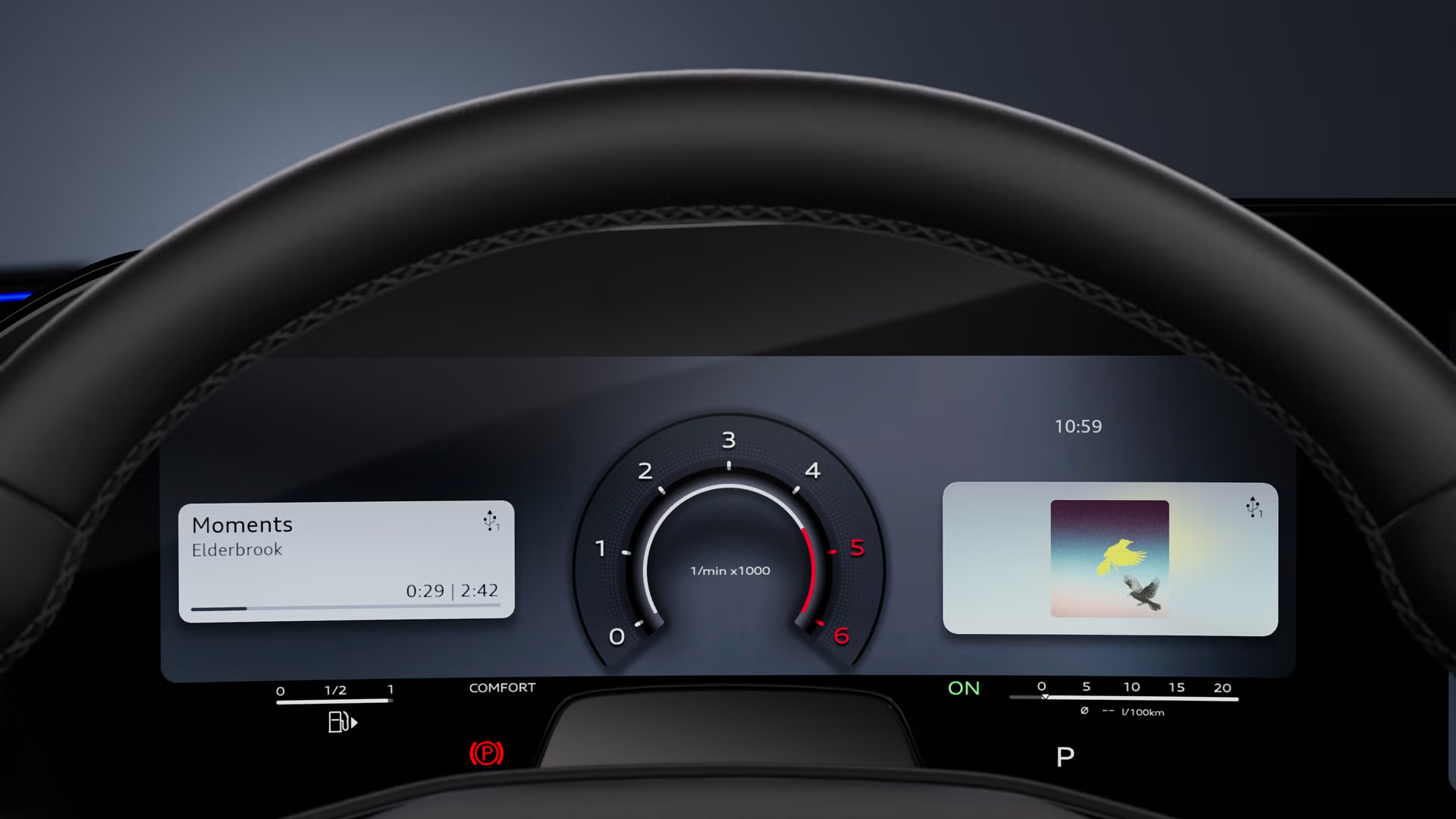 Nahaufnahme des Audi virtual cockpit plus im Audi A6 allroad.